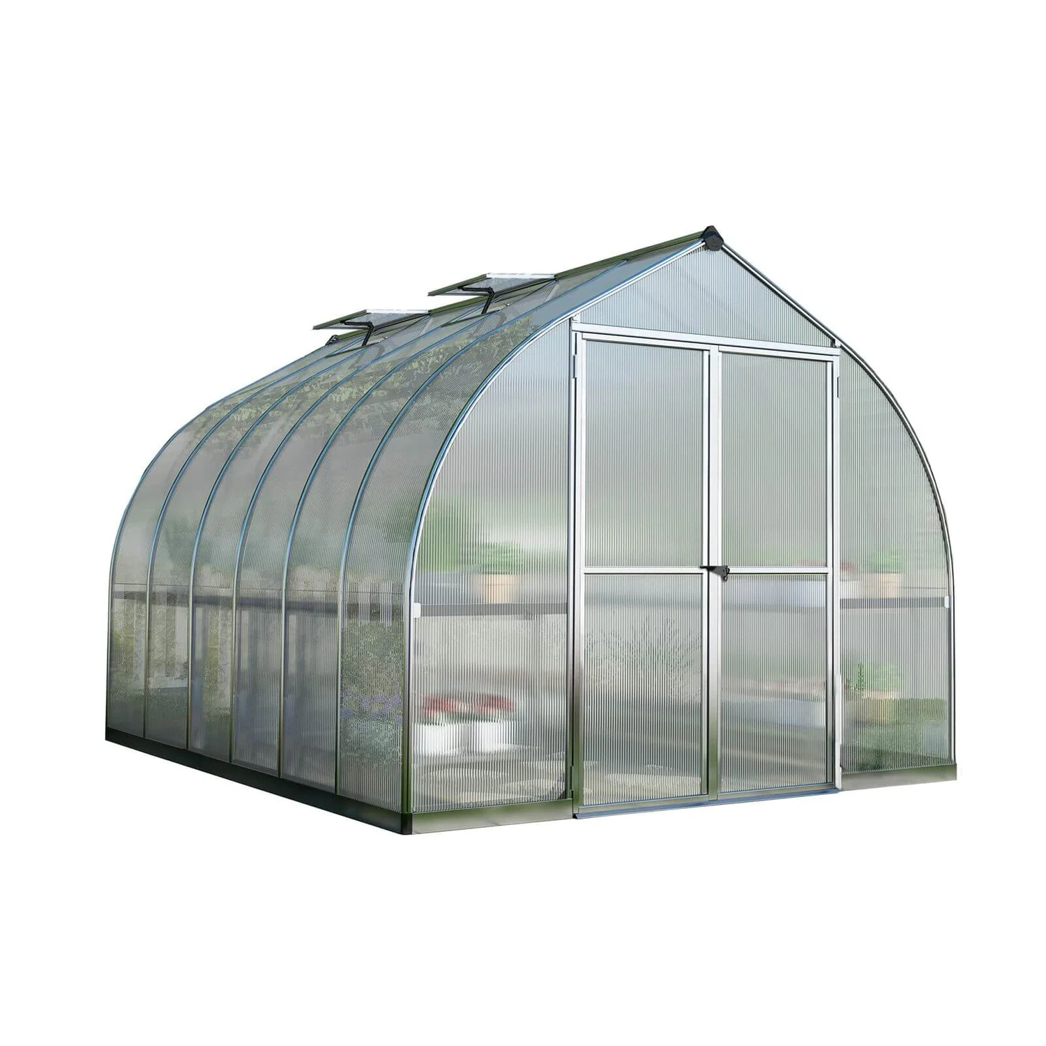 Palram 8 X 12ft Canopia Bella Greenhouse - Silver 1 Palram 8 X 12ft Canopia Bella Greenhouse - Silver