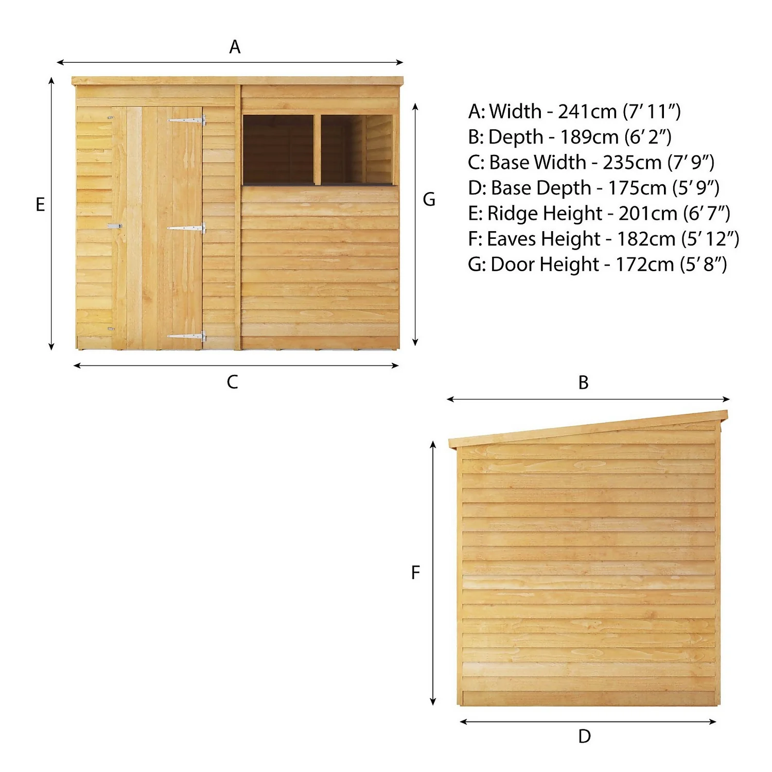 Mercia 8 X 6ft Overlap Pent Shed 10 Mercia 8 X 6ft Overlap Pent Shed - Image 10