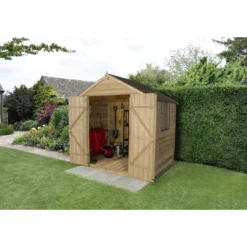 7x5ft Forest Natural Timber Overlap Apex Pressure Treated Wooden Shed -Garden Decorations and Ornaments Store 12810891 1204833194309463