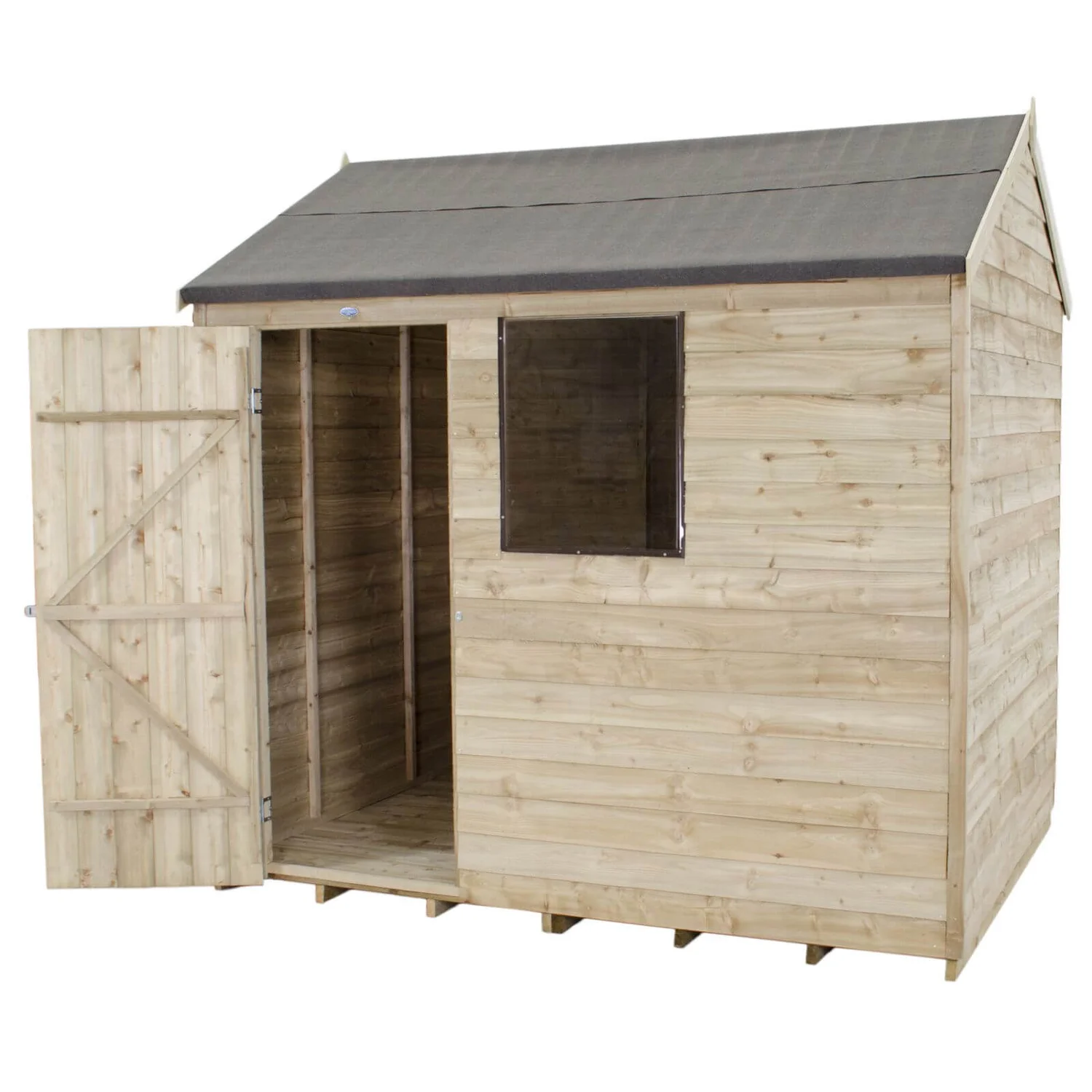 8x6ft Forest Natural Timber Overlap Reverse Apex Wooden Shed 3 8x6ft Forest Natural Timber Overlap Reverse Apex Wooden Shed - Image 3