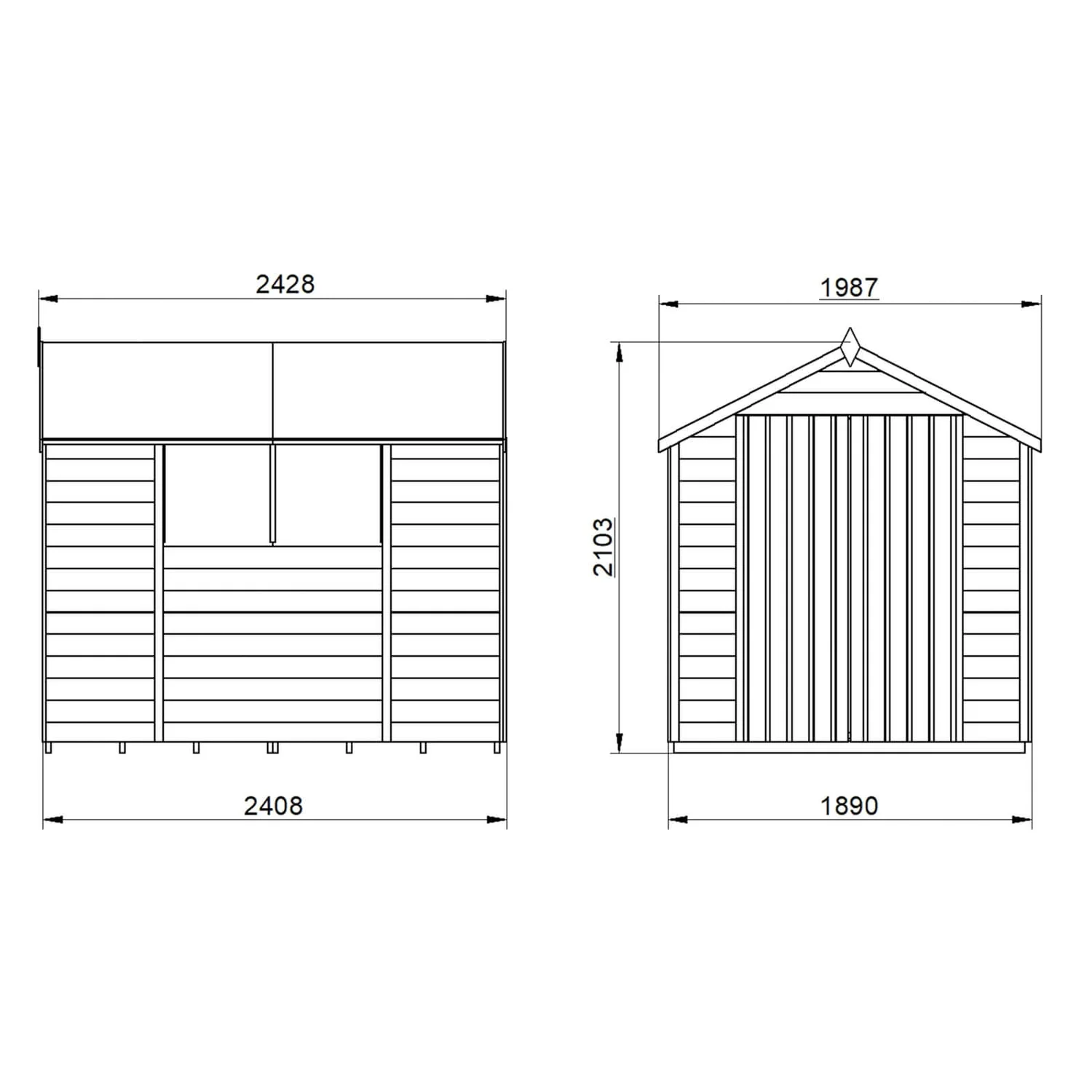 Forest 8 X 6ft Overlap Pressure Treated Apex Shed - Double Door - Incl. Installation 9 Forest 8 X 6ft Overlap Pressure Treated Apex Shed - Double Door - Incl. Installation - Image 9