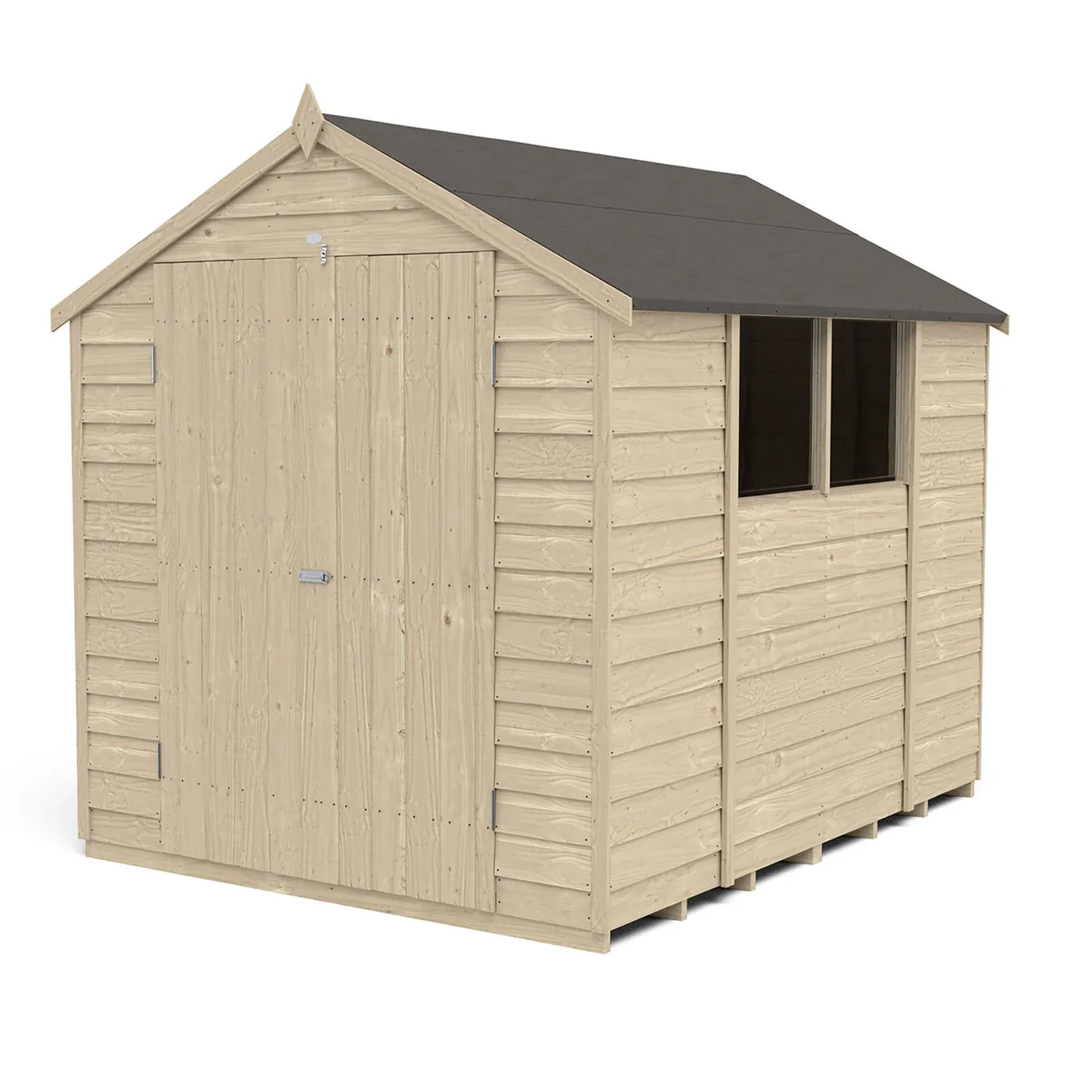 Forest 8 X 6ft Overlap Pressure Treated Apex Shed - Double Door - Incl. Installation 1 Forest 8 X 6ft Overlap Pressure Treated Apex Shed - Double Door - Incl. Installation
