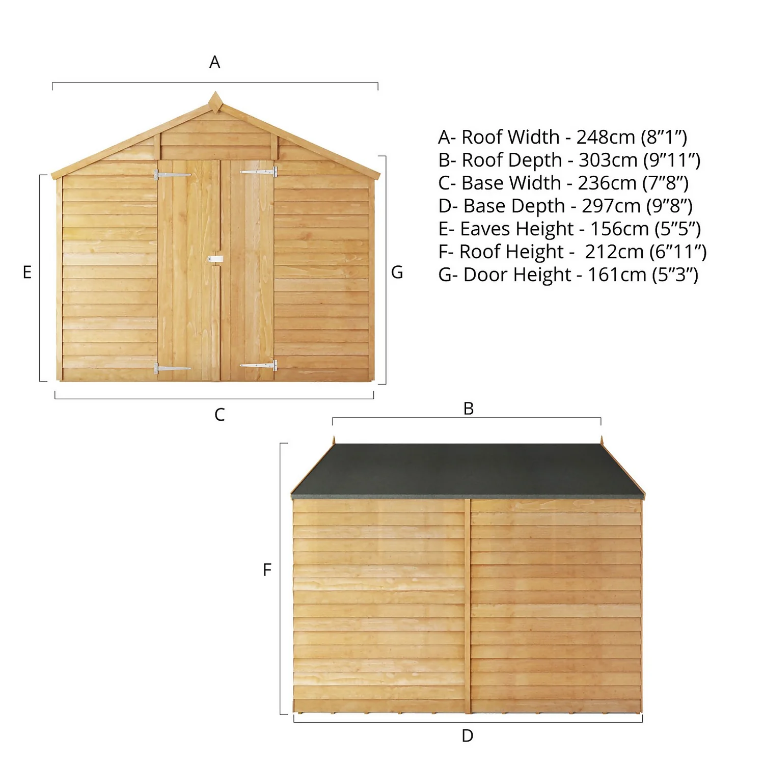 Mercia 10 X 8ft Overlap Double Door Apex Windowless Shed 9 Mercia 10 X 8ft Overlap Double Door Apex Windowless Shed - Image 9