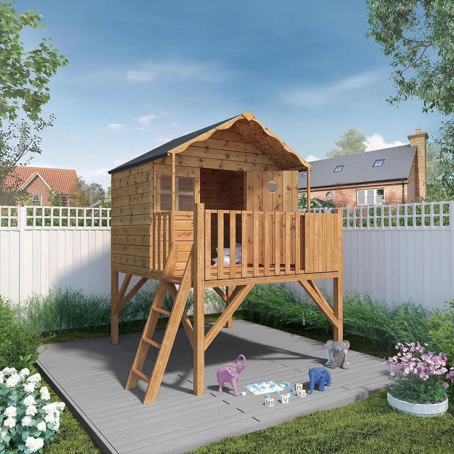 Mercia 8 X 7ft Honeysuckle Wooden Playhouse With Tower - Installation Included 2 Mercia 8 X 7ft Honeysuckle Wooden Playhouse With Tower - Installation Included - Image 2
