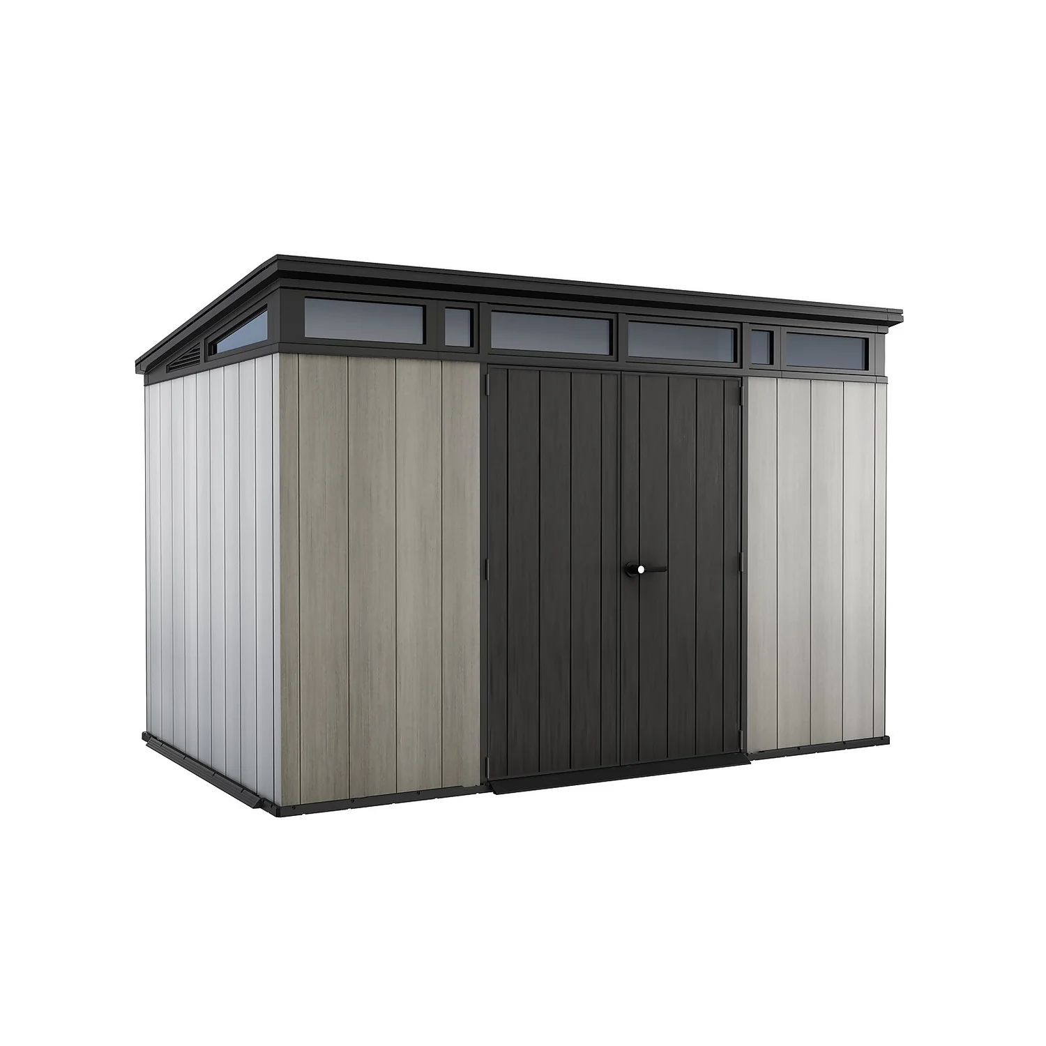 Keter Artisan 11 X 7ft Outdoor Plastic Garden Storage Pent Shed - Grey 1 Keter Artisan 11 X 7ft Outdoor Plastic Garden Storage Pent Shed - Grey