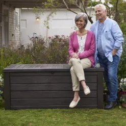 Keter Westwood Outdoor Garden Storage Box 570L - Brown -Garden Decorations and Ornaments Store 12828828 1424858568511597