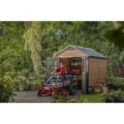 Keter Newton 7.5 X 9ft Outdoor Plastic Garden Storage Shed - Brown -Garden Decorations and Ornaments Store 12833042 2074843484722095