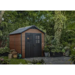 Keter Newton 7.5 X 9ft Outdoor Plastic Garden Storage Shed - Brown -Garden Decorations and Ornaments Store 12833042 4094843484755167