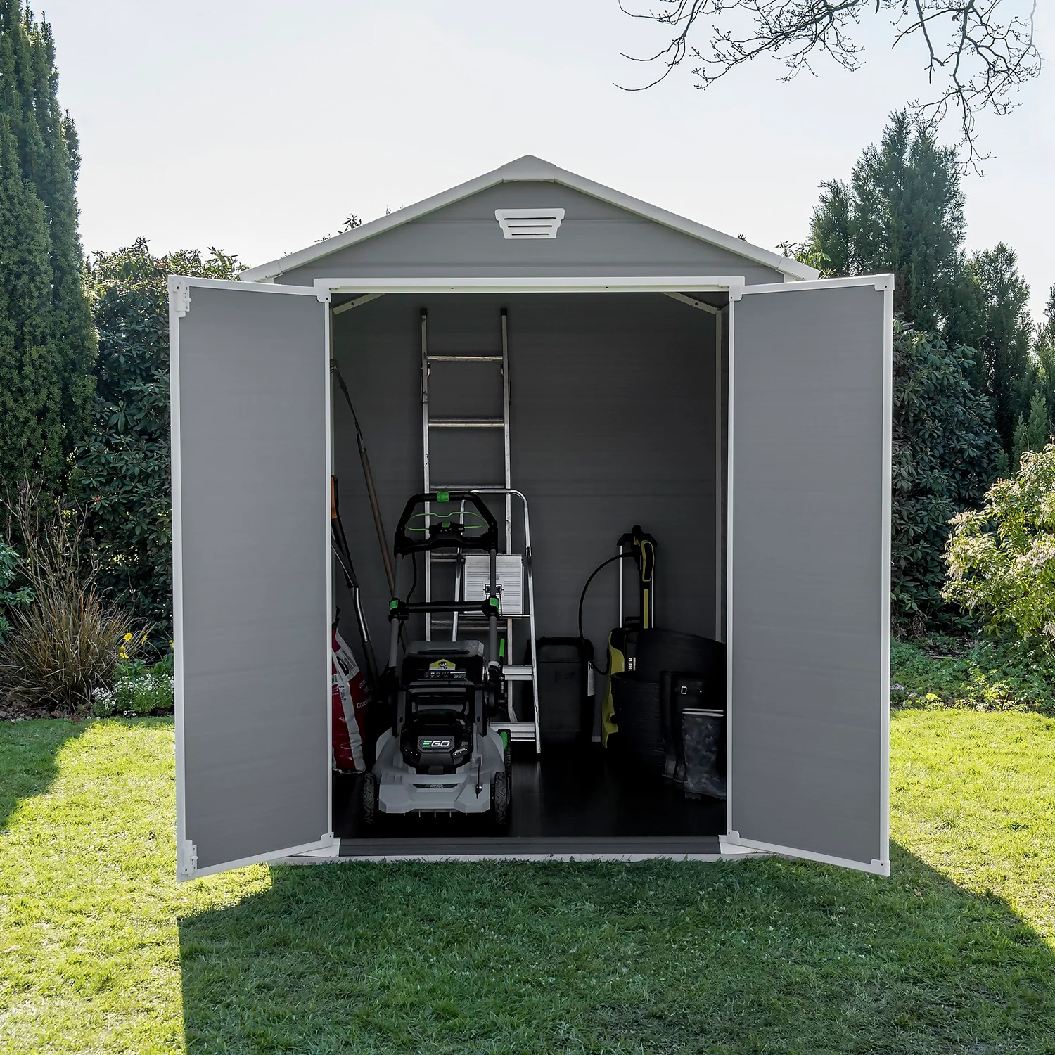 Keter Manor 6 X 8ft Outdoor Garden Apex Storage Shed - Grey 9 Keter Manor 6 X 8ft Outdoor Garden Apex Storage Shed - Grey - Image 9