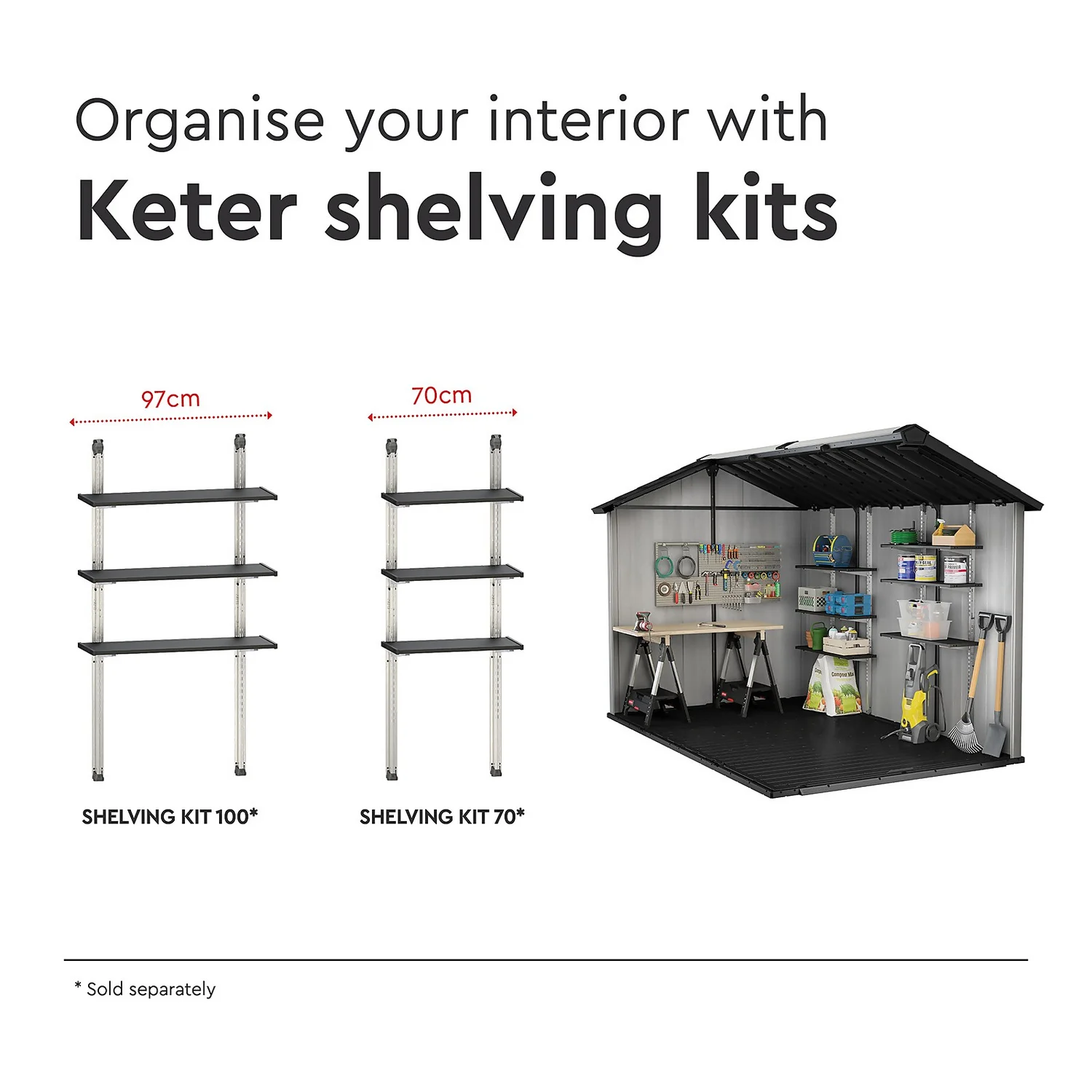 Keter Oakland 7.5 X 11ft Outdoor Garden Apex Storage Shed - Grey 9 Keter Oakland 7.5 X 11ft Outdoor Garden Apex Storage Shed - Grey - Image 9