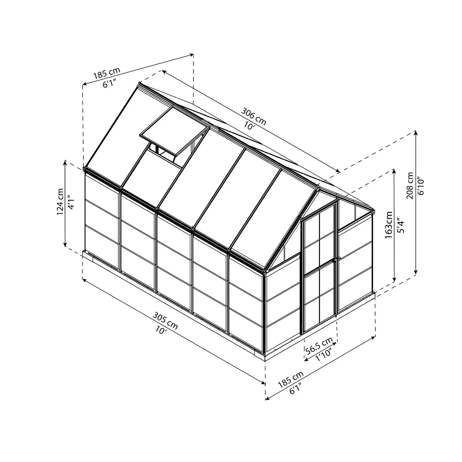 Palram Canopia Hybrid 6 X 10ft Green Greenhouse 5 Palram Canopia Hybrid 6 X 10ft Green Greenhouse - Image 5