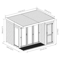 Country Living Overton 10 X 8ft Premium Garden Room Summerhouse With Side Shed Painted + Installation - Thorpe Towers -Garden Decorations and Ornaments Store 12881648 1014843877217198
