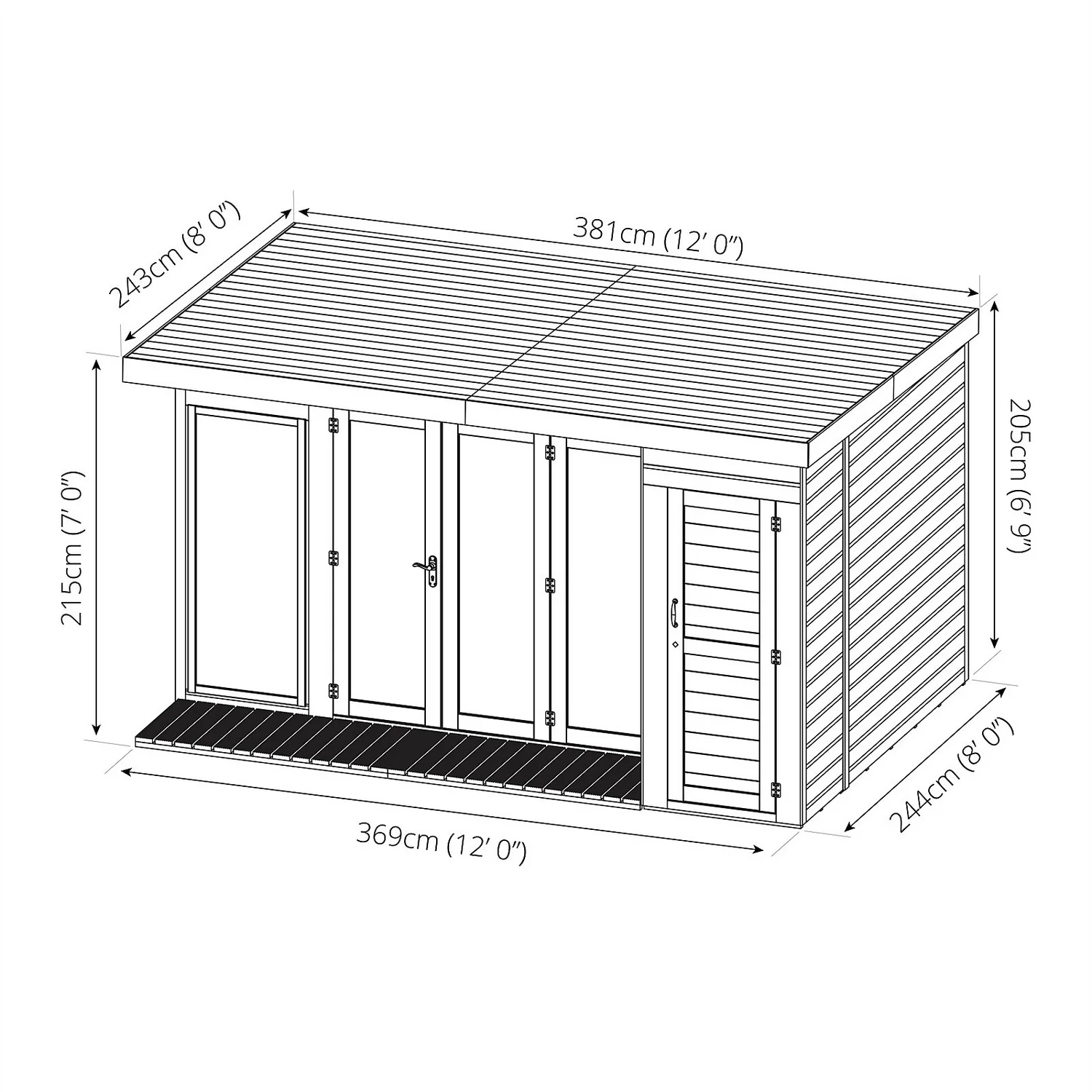 Country Living Overton 12 X 8ft Premium Garden Room Summerhouse With Side Shed Painted + Installation - Thorpe Towers 8 Country Living Overton 12 X 8ft Premium Garden Room Summerhouse With Side Shed Painted + Installation - Thorpe Towers - Image 8