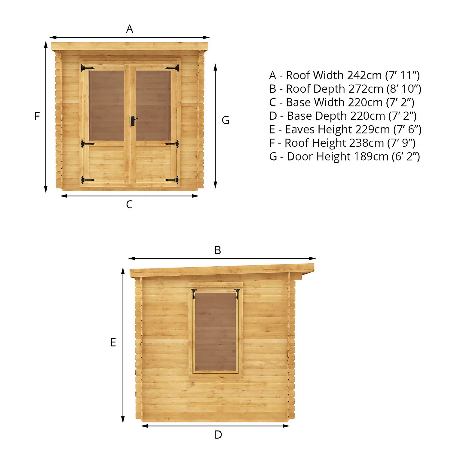 Mercia 2.4 X 2.4m 19mm Log Cabin (Installed) 9 Mercia 2.4 X 2.4m 19mm Log Cabin (Installed) - Image 9