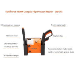 Yard Force 1800W 135Bar Compact Pressure Washer -Garden Decorations and Ornaments Store 12892251 9054929620347179