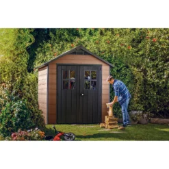 Keter Newton 7.5 X 7ft Outdoor Plastic Garden Storage Shed - Brown -Garden Decorations and Ornaments Store 12909854 8124845876235410