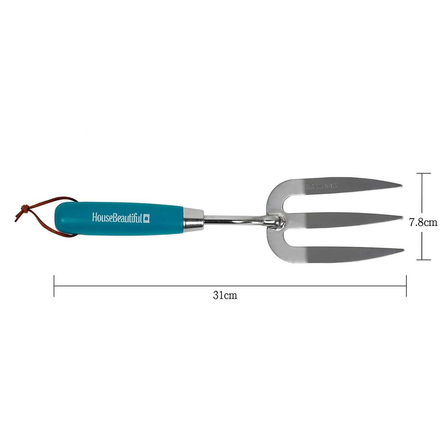 House Beautiful Stainless Steel Hand Fork With A Teal Painted Hardwood Handle 3 House Beautiful Stainless Steel Hand Fork With A Teal Painted Hardwood Handle - Image 3