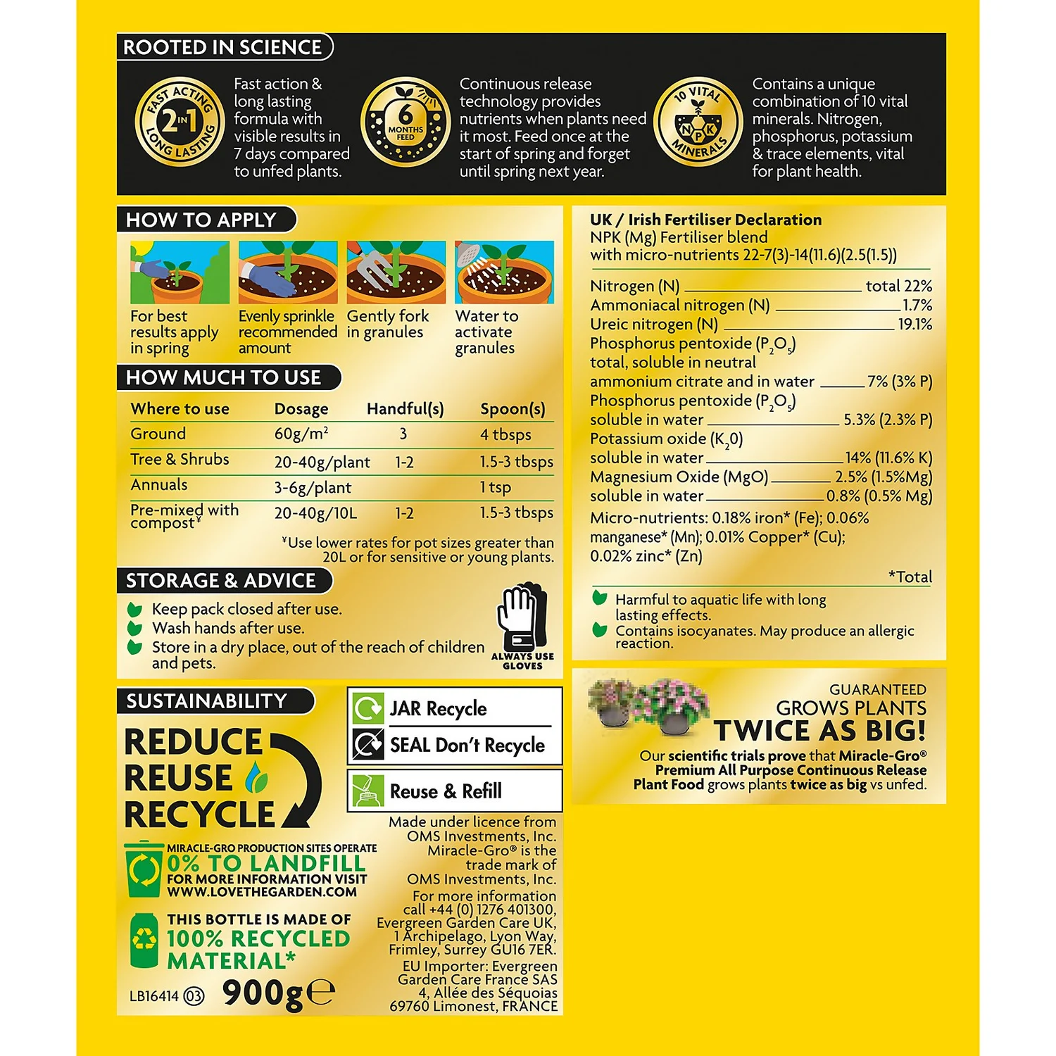 Miracle-Gro Premium All Purpose Continuous Release Plant Food 900G 2 Miracle-Gro Premium All Purpose Continuous Release Plant Food 900G - Image 2