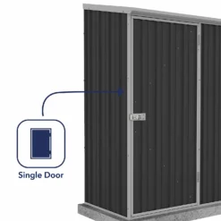 Absco 5 X 3ft Space Saver Metal Pent Shed - Dark Grey -Garden Decorations and Ornaments Store 13440829 2374929186487290