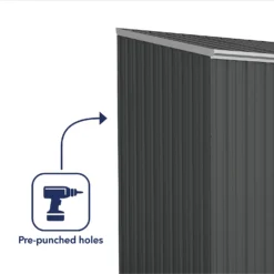 Absco 7.5 X 5ft Space Saver Metal Pent Shed - Grey -Garden Decorations and Ornaments Store 13440833 1754945449562410