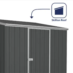 Absco 7.5 X 5ft Space Saver Metal Pent Shed - Grey -Garden Decorations and Ornaments Store 13440833 3584945449489171