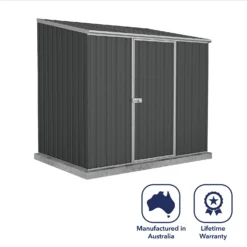 Absco 7.5 X 5ft Space Saver Metal Pent Shed - Grey -Garden Decorations and Ornaments Store 13440833 5024945449628383