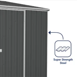Absco 7.5 X 5ft Space Saver Metal Pent Shed - Grey -Garden Decorations and Ornaments Store 13440833 5334945449592854