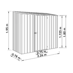 Absco 7.5 X 3ft Space Saver Metal Pent Shed - Grey -Garden Decorations and Ornaments Store 13440845 1454929185564805