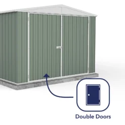 Absco 10x20ft Utility Workshop Apex Metal Shed - Green -Garden Decorations and Ornaments Store 13440864 1094929163778928