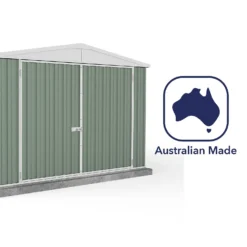 Absco 10 X 15ft Utility Workshop Apex Metal Shed - Green -Garden Decorations and Ornaments Store 13440865 2144929164554494