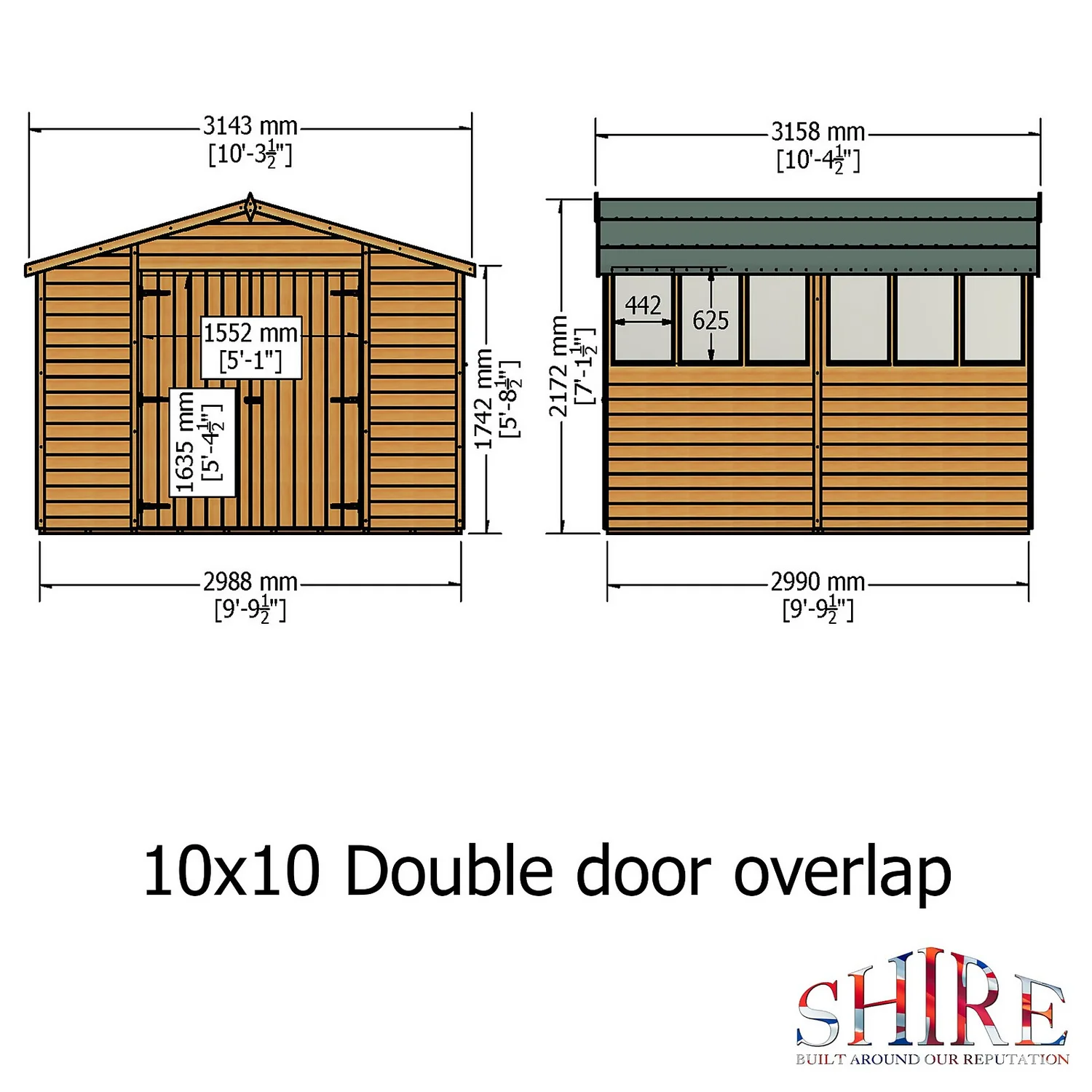 Shire 10 X 10ft Double Door Overlap Garden Shed - Including Installation 4 Shire 10 X 10ft Double Door Overlap Garden Shed - Including Installation - Image 4