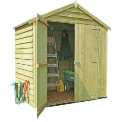 Shire 4x6ft Pressure Treated Double Door Overlap Garden Shed