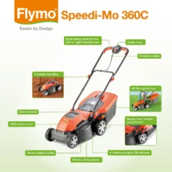 Flymo 1500W Speedi Mo 360C Electric Lawn Mower - 36cm 7 Flymo 1500W Speedi Mo 360C Electric Lawn Mower - 36cm -Garden Decorations and Ornaments Store 13524783 1144936626085281
