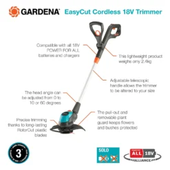 GARDENA EasyCut Cordless 18V Grass Trimmer -Garden Decorations and Ornaments Store 13524830 8114936346365854