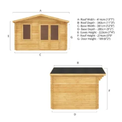 Mercia 4m X 3m Garden Retreat Log Cabin 34mm -Garden Decorations and Ornaments Store 13555832 3705025546228957