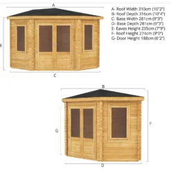 Mercia 3m X 3m Corner Log Cabin 44mm -Garden Decorations and Ornaments Store 13555839 3895025546488997
