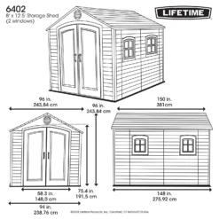Lifetime 8x 12.5ft Plastic Outdoor Storage Shed - Installation Included -Garden Decorations and Ornaments Store 13911313 4564978028037390