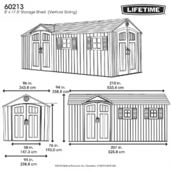 Lifetime 17.5 X 8ft Dual Entry Outdoor Storage Shed - Installation Included -Garden Decorations and Ornaments Store 13911315 9014978028237736