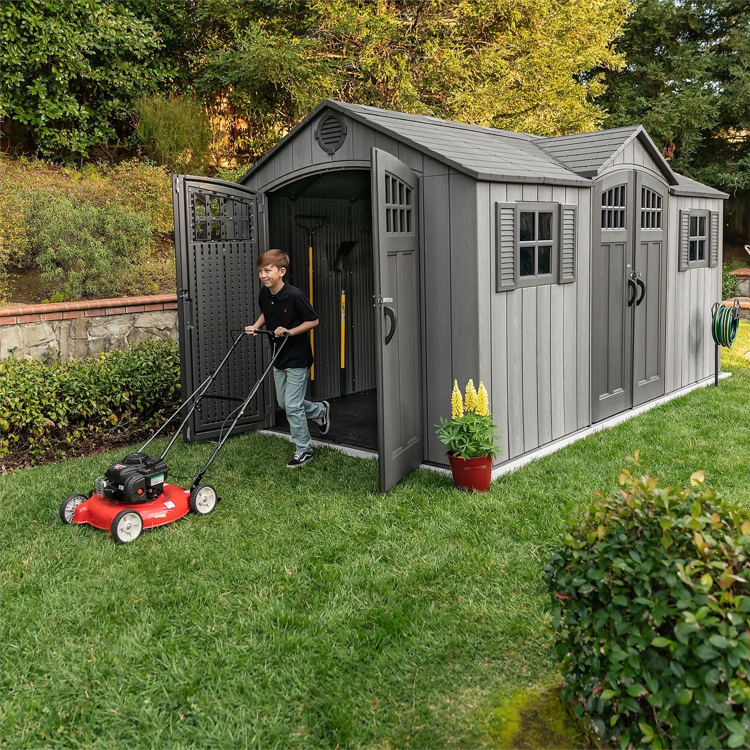 Lifetime 15 X 8ft Rough Cut Dual Entry Outdoor Storage Shed - Installation Included 2 Lifetime 15 X 8ft Rough Cut Dual Entry Outdoor Storage Shed - Installation Included - Image 2