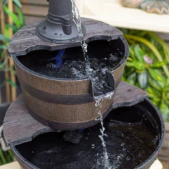 Stylish Fountain Whiskey Barrels Garden Water Feature -Garden Decorations and Ornaments Store 13944159 2555005845016341