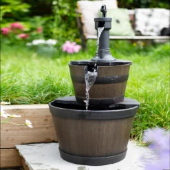 Stylish Fountain Whiskey Barrels Garden Water Feature -Garden Decorations and Ornaments Store 13944159 3115005845107244