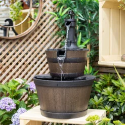 Stylish Fountain Whiskey Barrels Garden Water Feature -Garden Decorations and Ornaments Store 13944159 7015005844786958