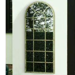 MirrorOutlet Green Country Rustic Multi Panel Design Garden Mirror - 140x56cm