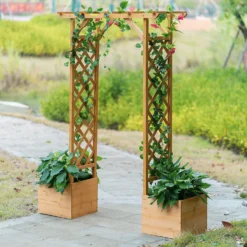 Homebase Wooden Garden Arched Trellis With Planters 9 Homebase Wooden Garden Arched Trellis With Planters -Garden Decorations and Ornaments Store 13967032 1555014369127463