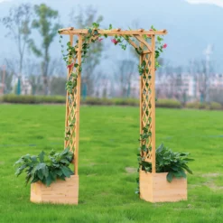 Homebase Wooden Garden Arched Trellis With Planters 10 Homebase Wooden Garden Arched Trellis With Planters -Garden Decorations and Ornaments Store 13967032 8695014369188411