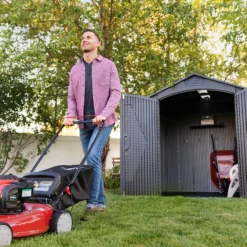 Lifetime 7x7ft Outdoor Storage Shed - Rough-Cut Grey -Garden Decorations and Ornaments Store 13997403 1125000054921586