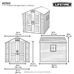 Lifetime 7x7ft Outdoor Storage Shed - Rough-Cut Grey -Garden Decorations and Ornaments Store 13997403 1555000054831001