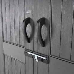 Lifetime 7x7ft Outdoor Storage Shed - Rough-Cut Grey -Garden Decorations and Ornaments Store 13997403 1835000055142995