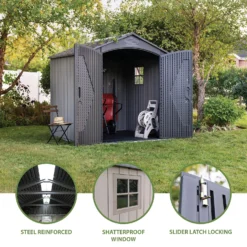 Lifetime 7x7ft Outdoor Storage Shed - Rough-Cut Grey -Garden Decorations and Ornaments Store 13997403 2055000054879100