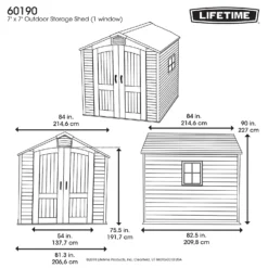 Lifetime 7x7ft Outdoor Storage Shed - Beige -Garden Decorations and Ornaments Store 13997407 1584999834797558